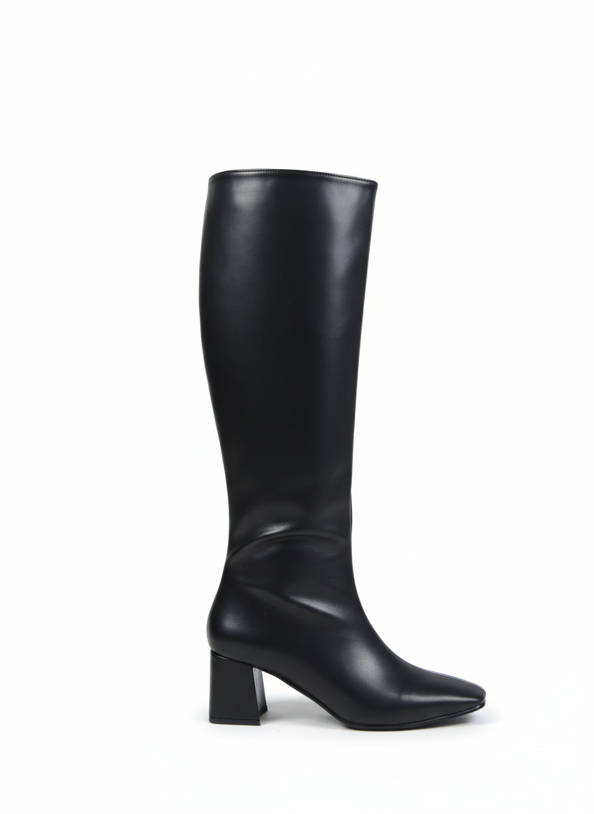 Lydia Square Toe Women's Heeled Boots - Black