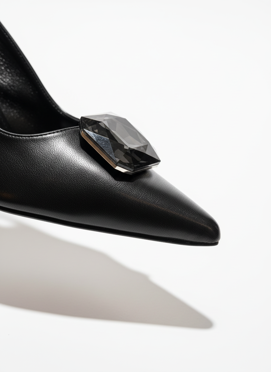 Laura Taş Detaylı Arkası Açık Topuklu Ayakkabı