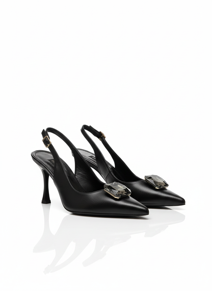 Laura Taş Detaylı Arkası Açık Topuklu Ayakkabı