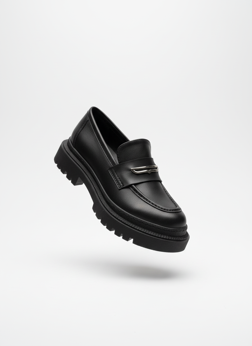 Women's Shoes with Buckle and Thick Sole Detail