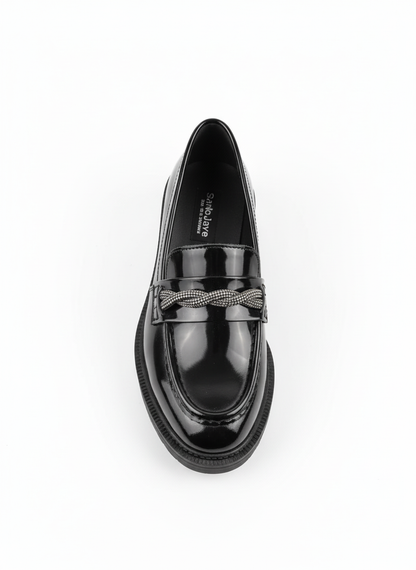 Karla Siyah Taşlı Kadın Ayakkabı