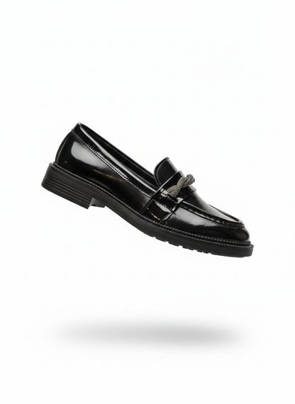 Karla Siyah Taşlı Kadın Ayakkabı