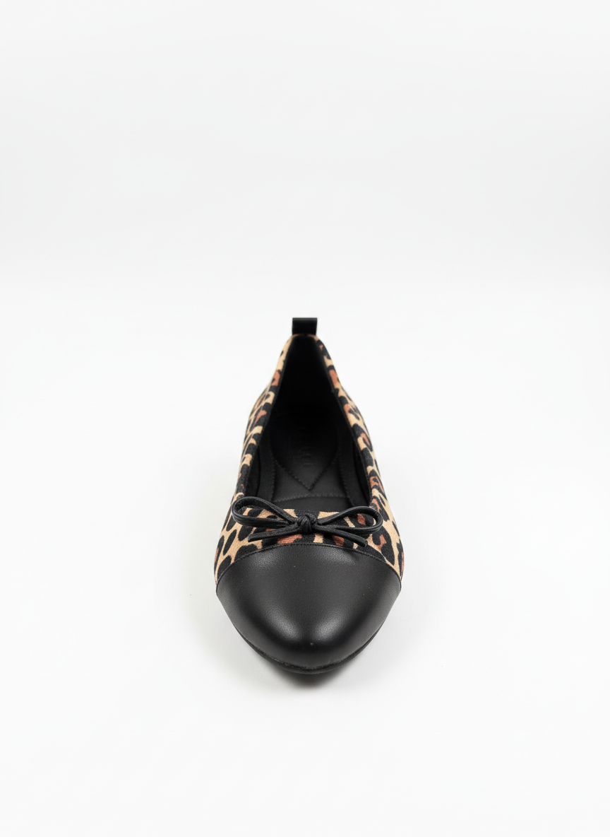 Abelia Leopard Print Leather Detail Ballet Flats