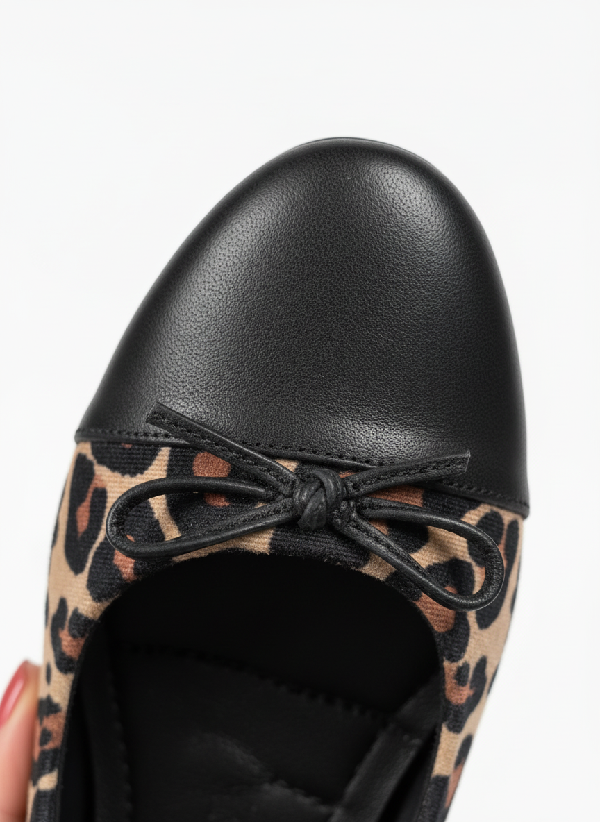 Abelia Leopar Desenli Deri Detaylı Babet