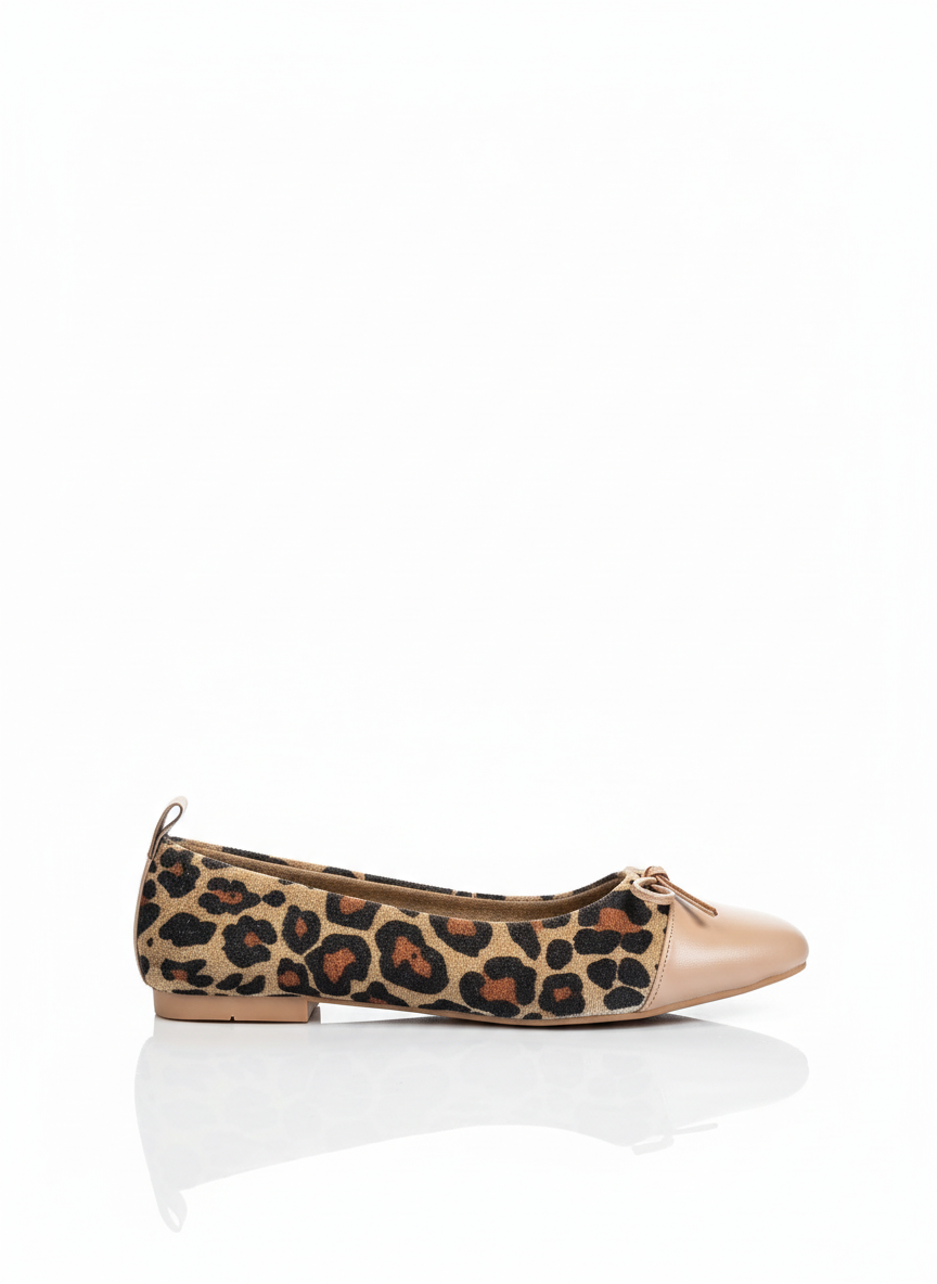 Abelia Leopar Desenli Deri Detaylı Babet