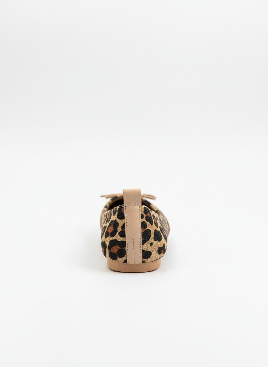 Abelia Leopard Print Leather Detail Ballet Flats