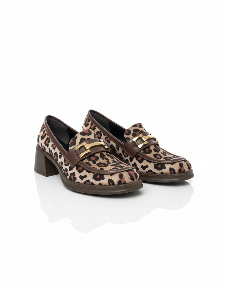 Jolie Leopard Heel Loafers