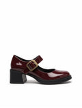 Karina Topuklu Parlak Rugan Loafer- Bordo