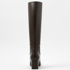 Lidya Küt Burun Kadın Topuklu Çizme - Acı Kahve