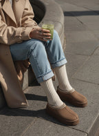 Sabina Süet İçi Kürklü Kalın Taban Sabo Terlik-Vizon