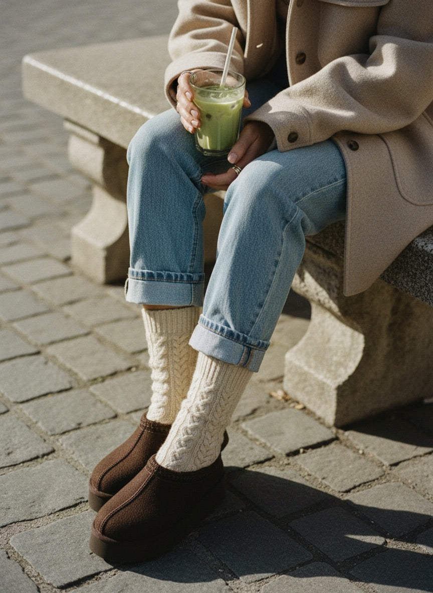 Sabina Süet İçi Kürklü Kalın Taban Sabo Terlik-Acı Kahve