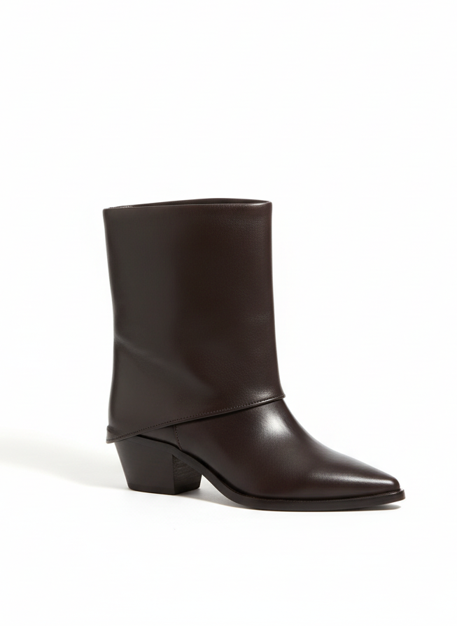 Alessia Kısa Arkası Fermuar Detaylı  Bot - Acı Kahve