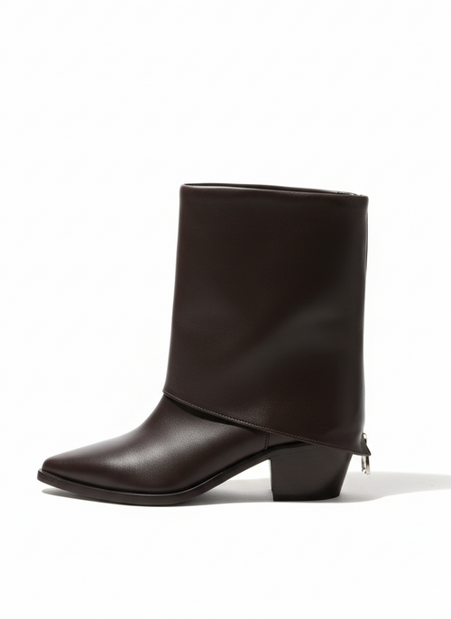 Alessia Kısa Arkası Fermuar Detaylı  Bot - Acı Kahve