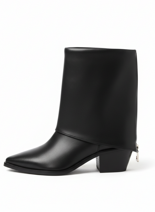 Alessia Short Boots with Back Zipper Detail - Black
