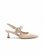 Sue Short Heeled Patent Leather Stiletto with Stone Embellishments