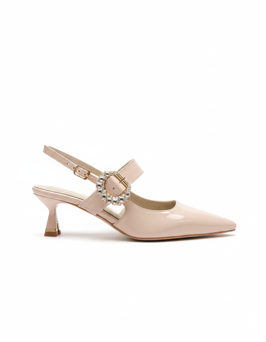Sue Kısa Topuklu Taş Detaylı Rugan Stiletto