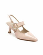 Sue Kısa Topuklu Taş Detaylı Rugan Stiletto