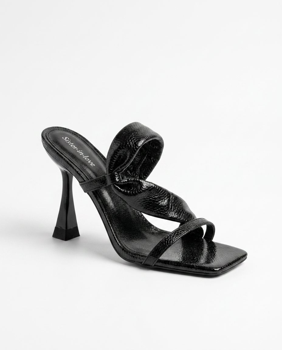 Velena Silver Shiny High-Heeled Slippers