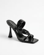 Velena Silver Shiny High-Heeled Slippers