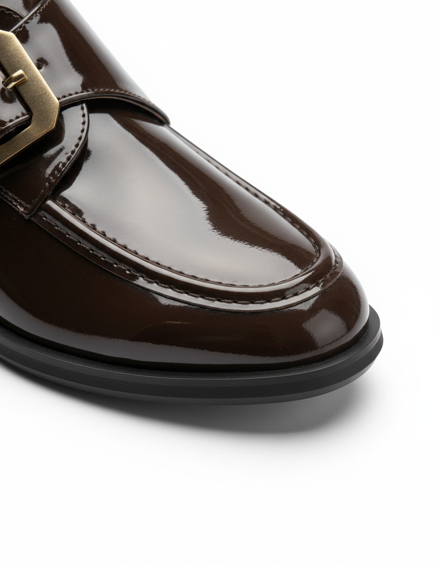 Zoe Toka Detaylı Parlak Rugan Loafer- Kahverengi