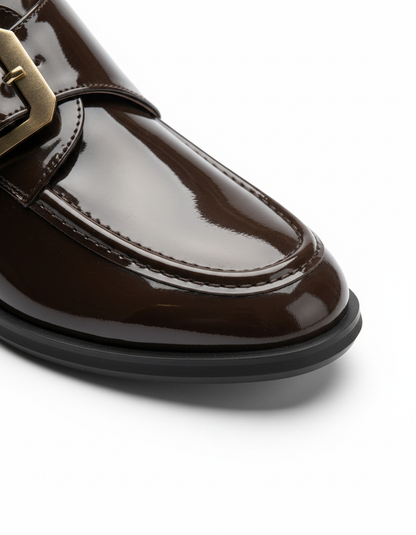 Zoe Toka Detaylı Parlak Rugan Loafer- Kahverengi