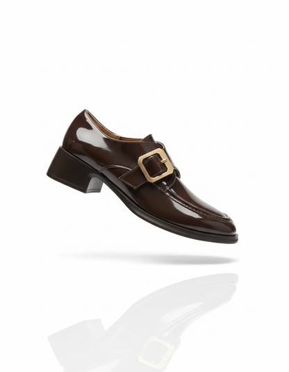 Zoe Toka Detaylı Parlak Rugan Loafer- Kahverengi