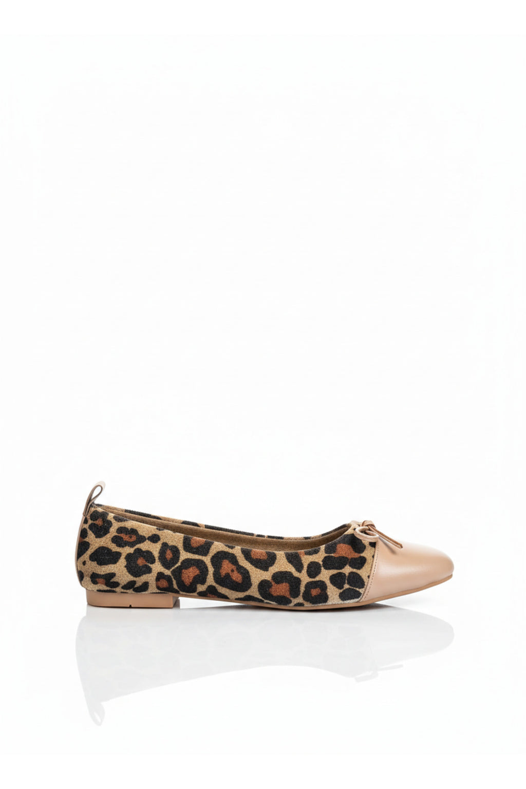Abelia Leopard Print Leather Detail Ballet Flats