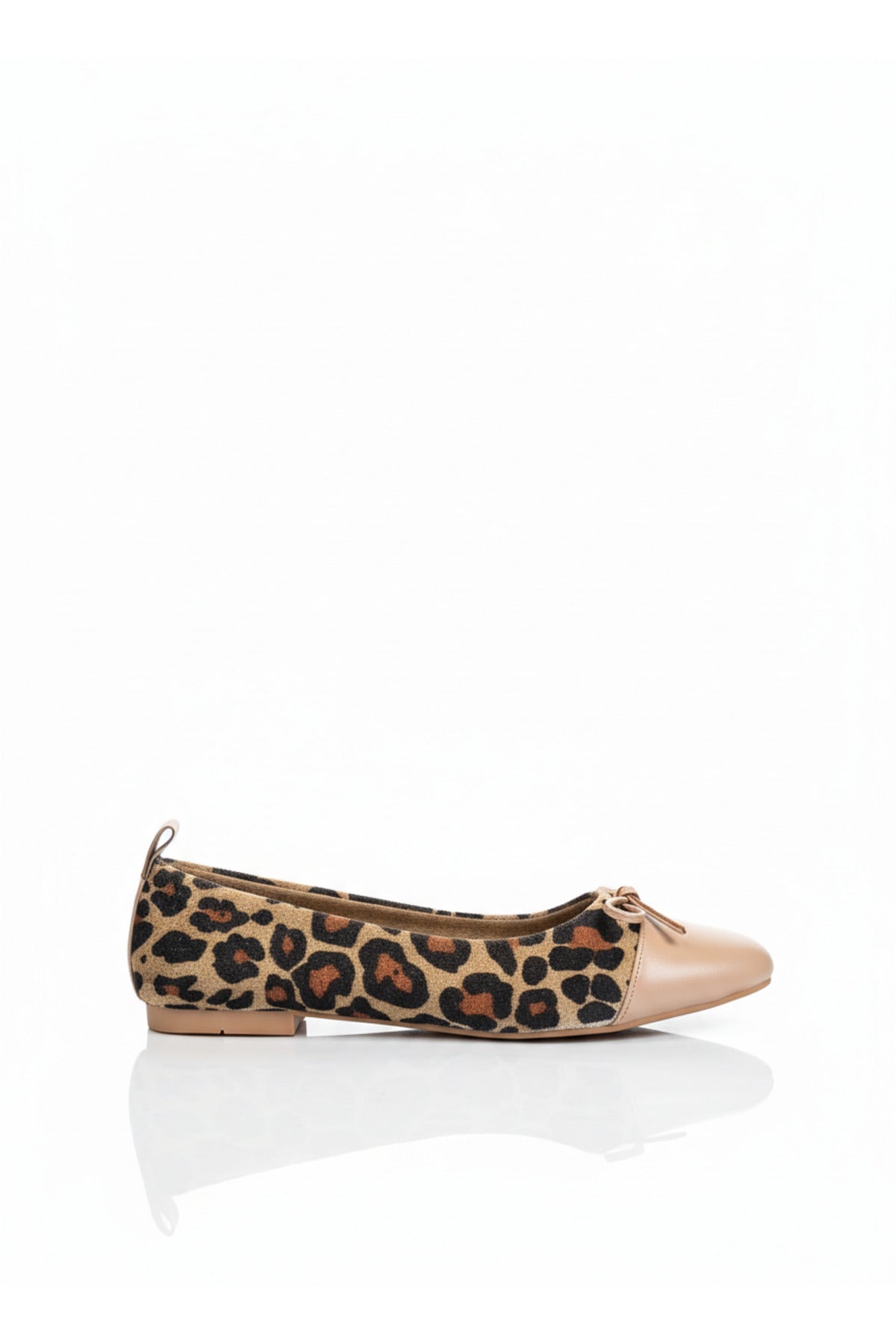 Abelia Leopard Print Leather Detail Ballet Flats