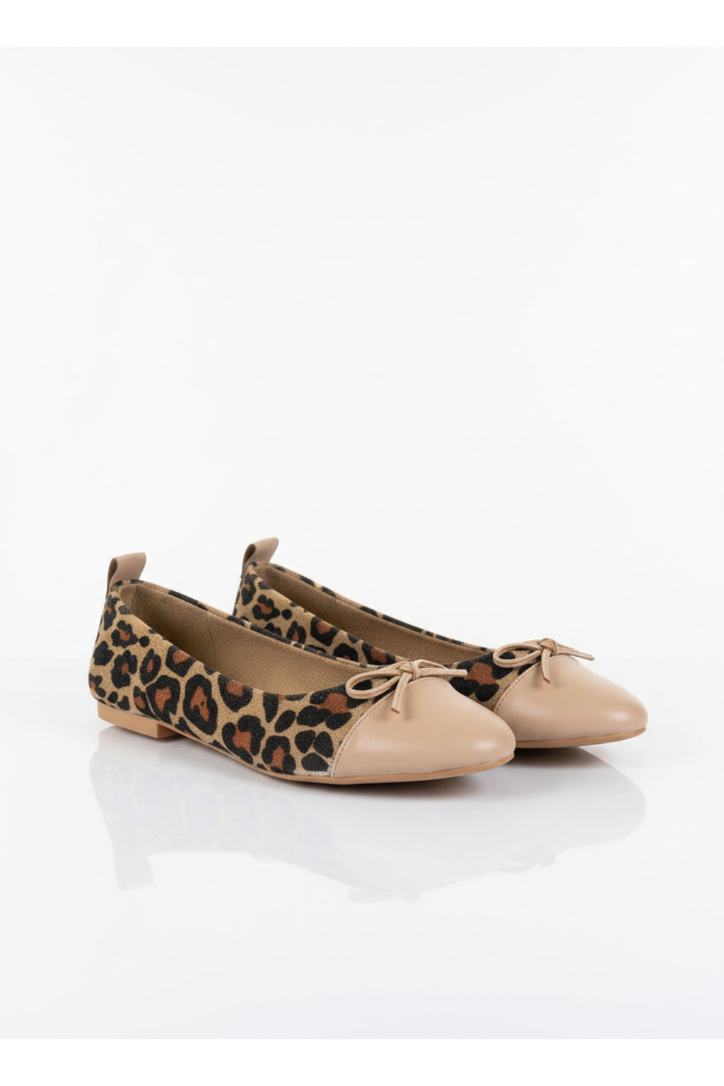 Abelia Leopard Print Leather Detail Ballet Flats