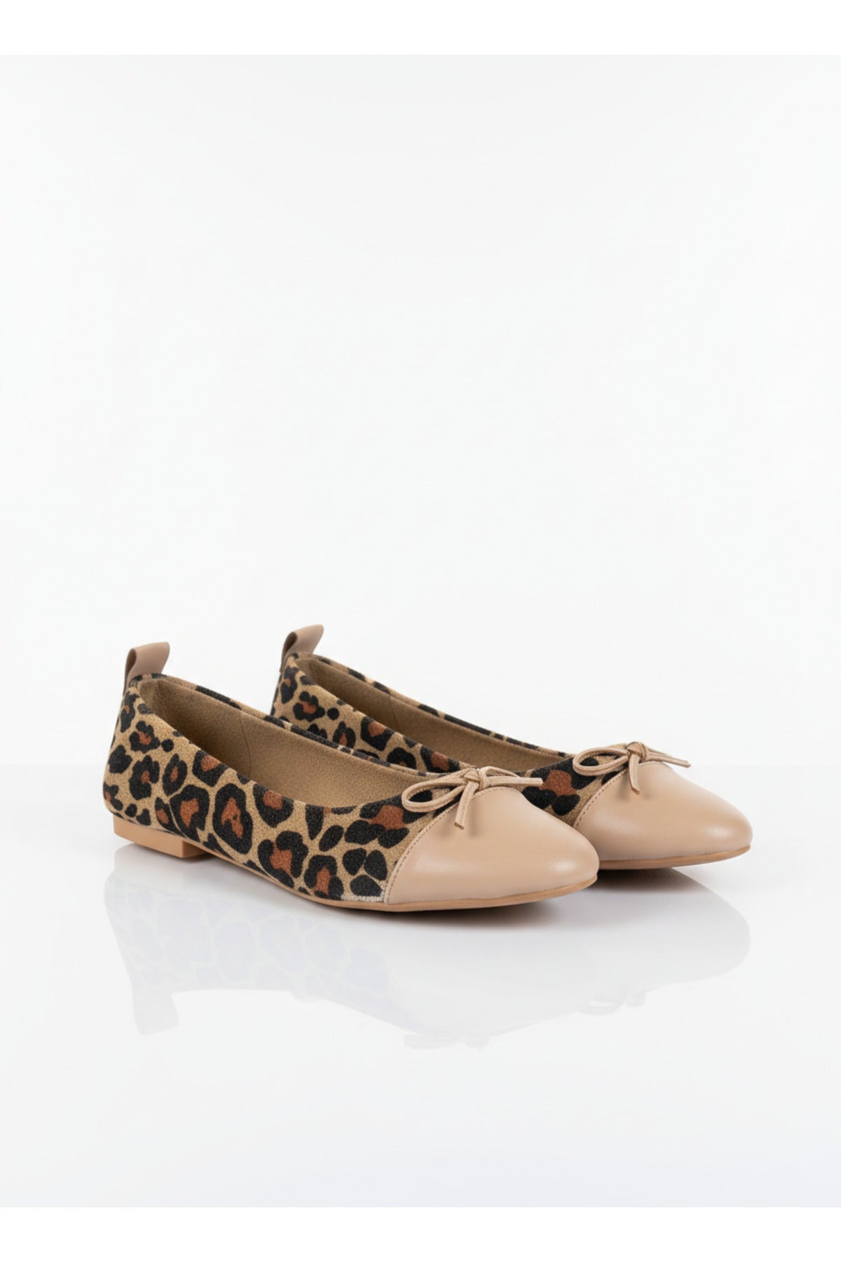 Abelia Leopard Print Leather Detail Ballet Flats