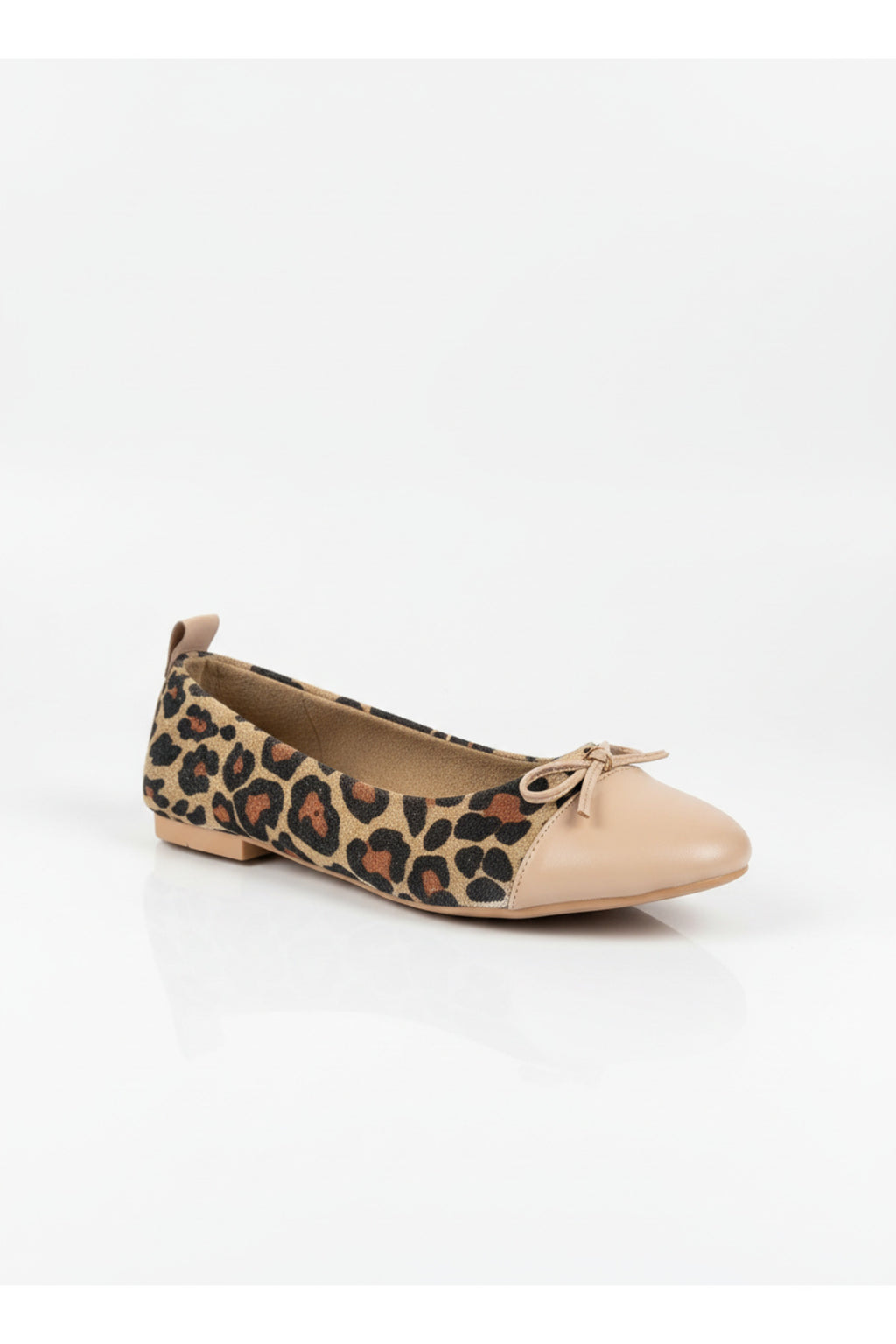 Abelia Leopard Print Leather Detail Ballet Flats