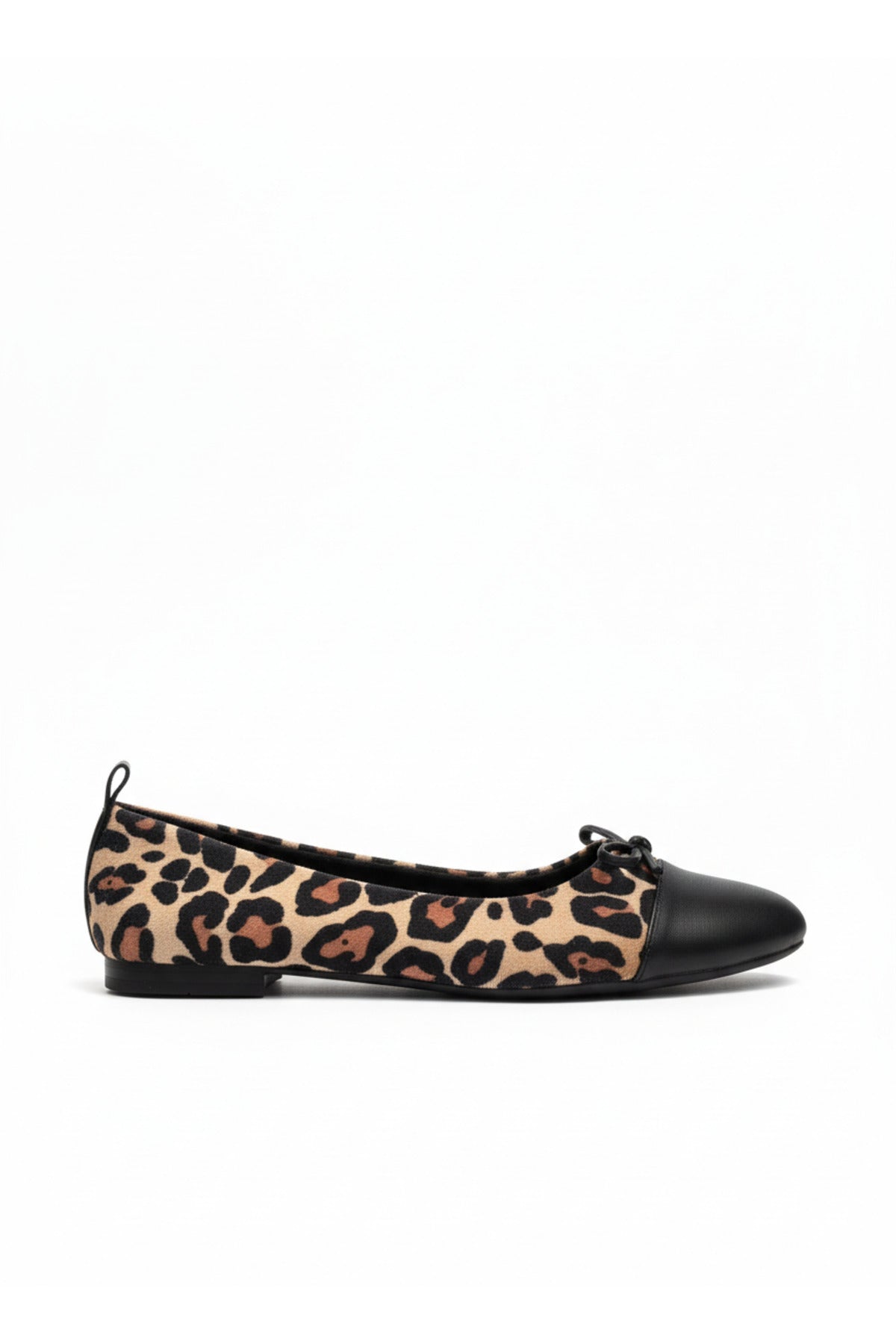 Abelia Leopard Print Leather Detail Ballet Flats