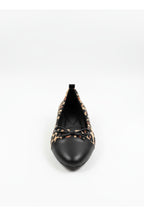 Abelia Leopard Print Leather Detail Ballet Flats