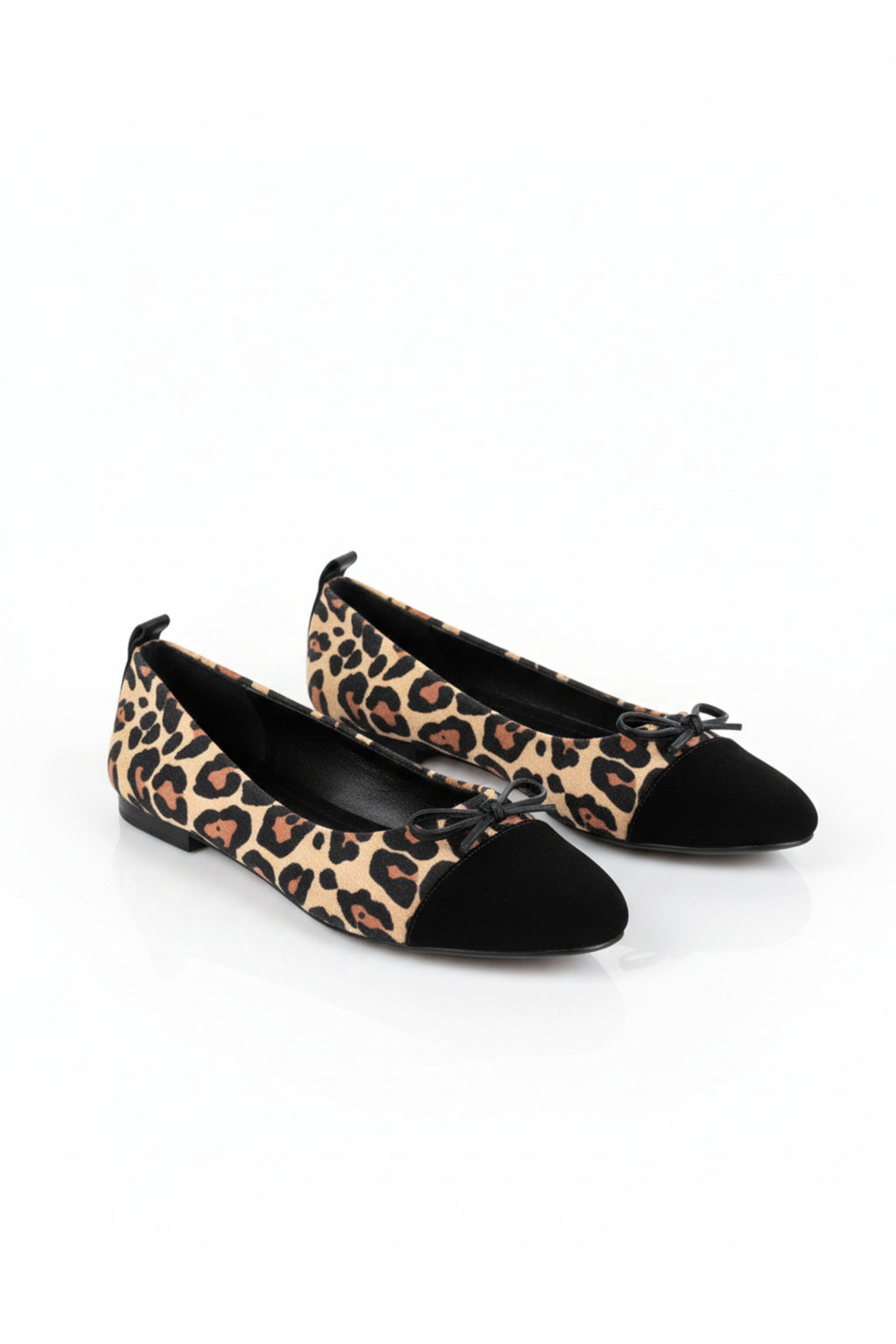 Abelia Leopard Print Leather Detail Ballet Flats