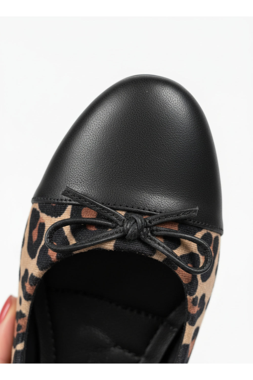 Abelia Leopard Print Leather Detail Ballet Flats
