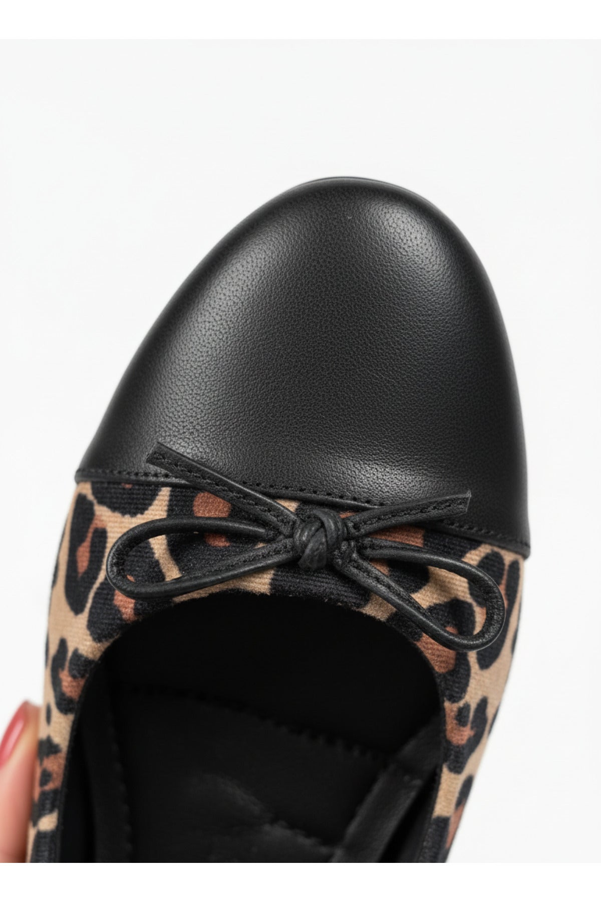 Abelia Leopard Print Leather Detail Ballet Flats