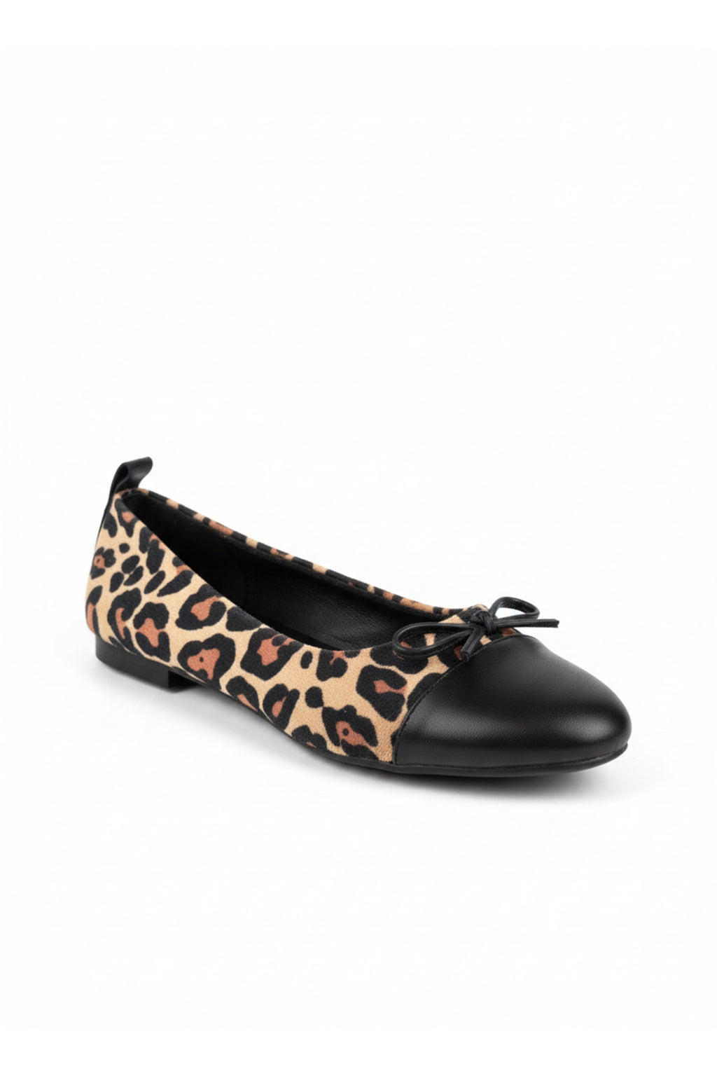 Abelia Leopard Print Leather Detail Ballet Flats