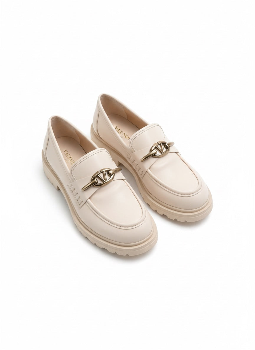 Abriel Loafer with Buckle Detail - Beige