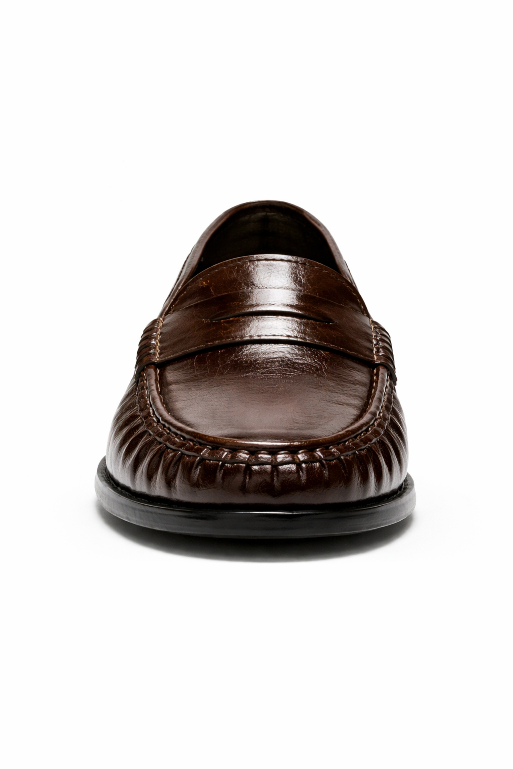 Alecta Glossy Leather-Look Loafer - Dark Brown