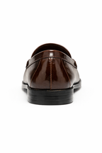 Alecta Glossy Leather-Look Loafer - Dark Brown