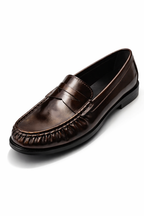 Alecta Glossy Leather-Look Loafer - Dark Brown