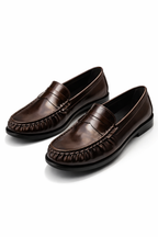 Alecta Glossy Leather-Look Loafer - Dark Brown