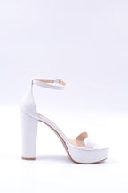 Alexandra White Ankle Strap Open Platform Shoes