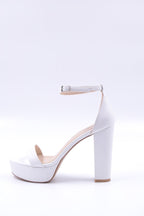 Alexandra White Ankle Strap Open Platform Shoes