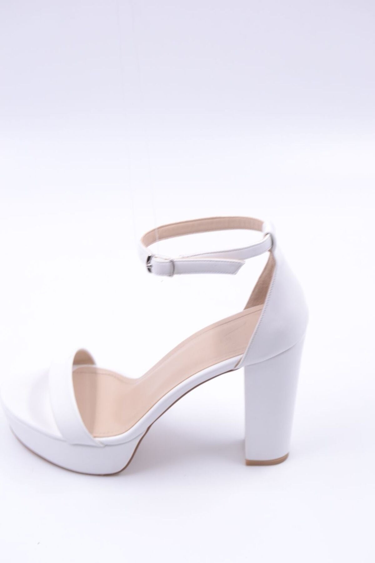 Alexandra White Ankle Strap Open Platform Shoes
