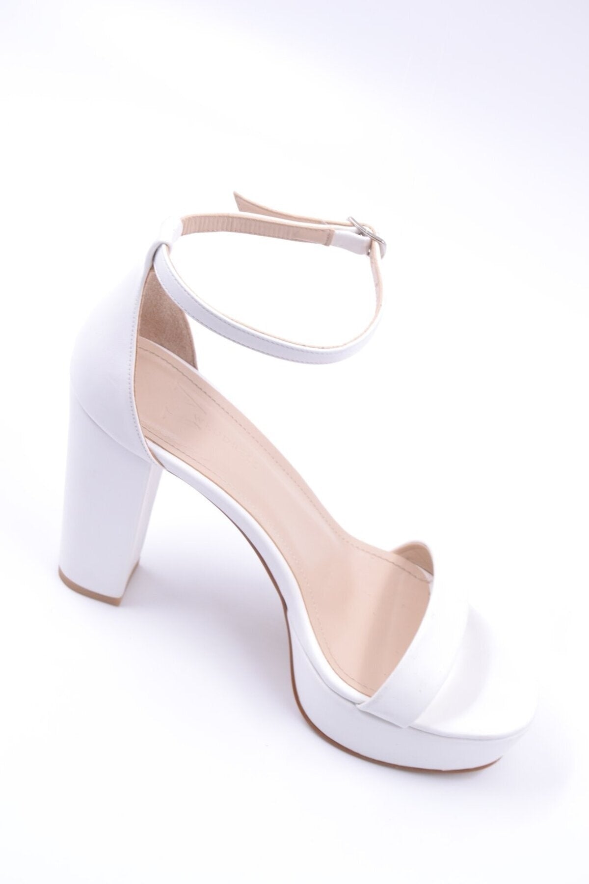 Alexandra White Ankle Strap Open Platform Shoes