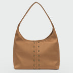 Amara Süet Gold Zımba Detaylı Omuz Çanta- Taba