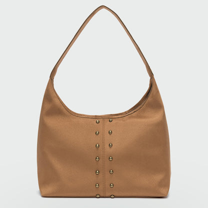 Amara Süet Gold Zımba Detaylı Omuz Çanta- Taba