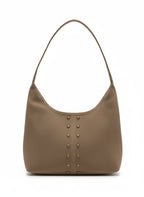 Amara Süet Gold Zımba Detaylı Omuz Çanta- Vizon