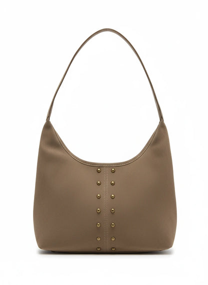 Amara Süet Gold Zımba Detaylı Omuz Çanta- Vizon